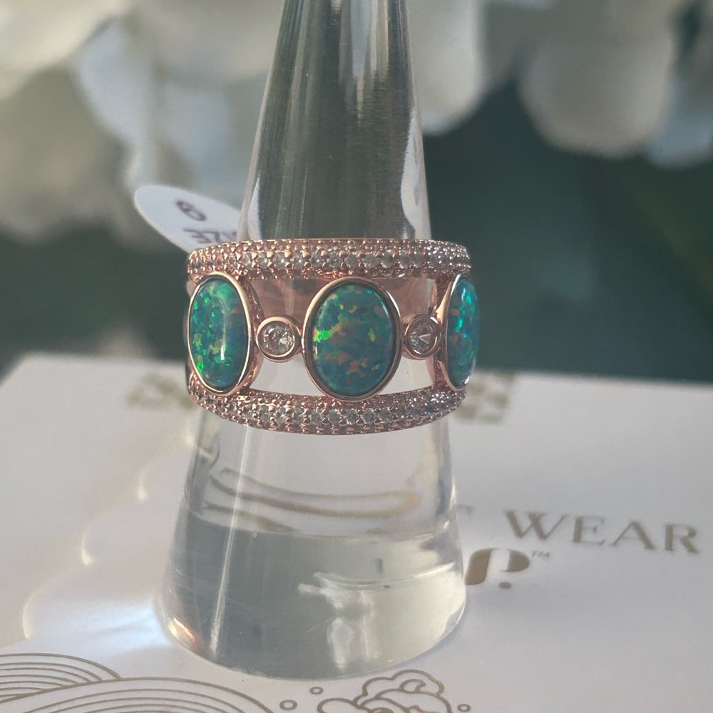 BOMB PARTY UNICORN OCTOBER Opal and Crystal Rose Gold Ring